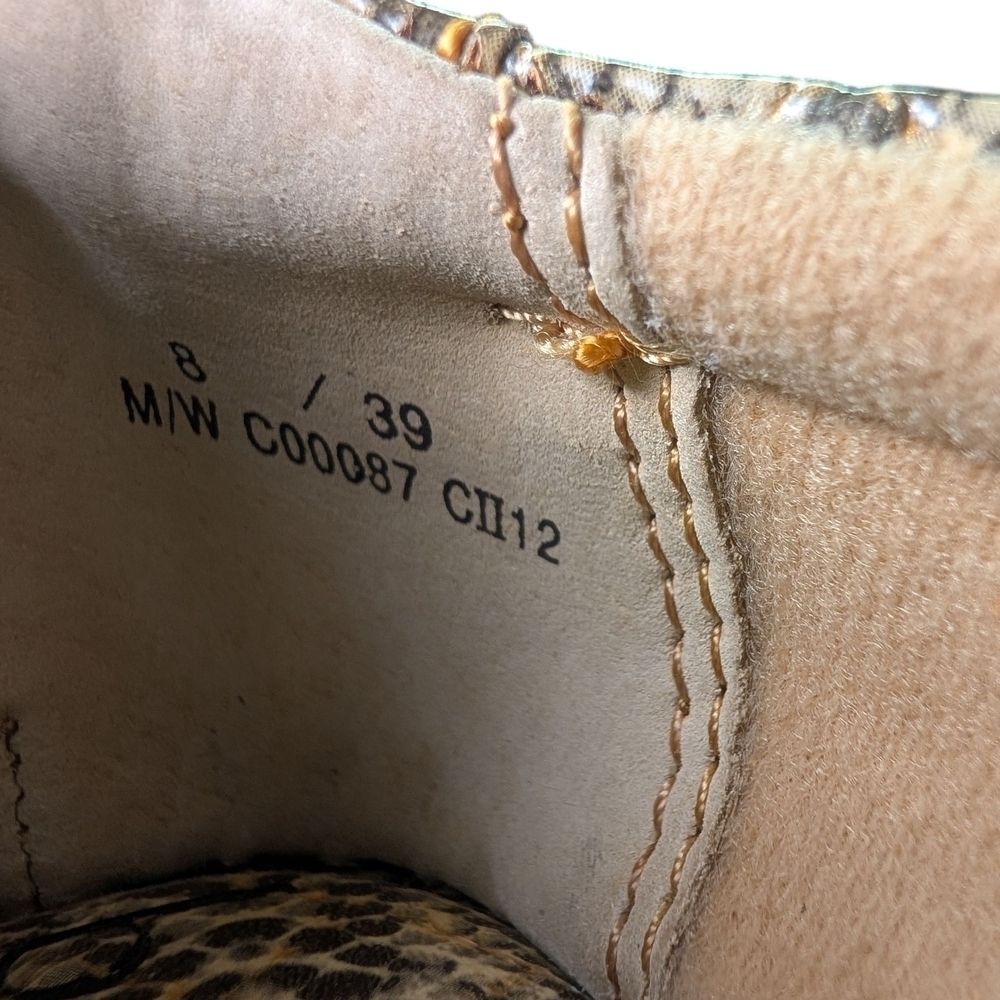 b.o.c. Snakeskin Faux Mules Size 8 Unique Fun Dark Green Brown Clogs EUC - Picture 8 of 12